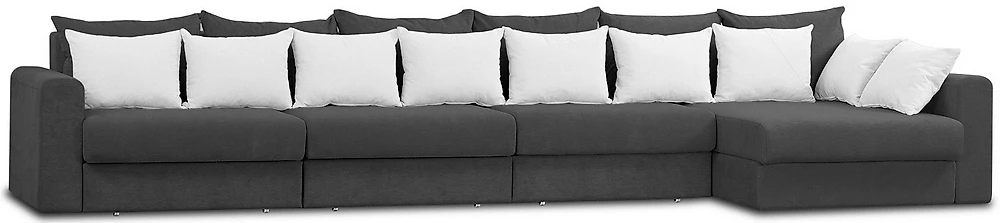  угловой диван с оттоманкой Модена-6 Плюш Графит