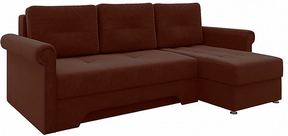 Угловой диван из велюра Гранд Кантри Браун