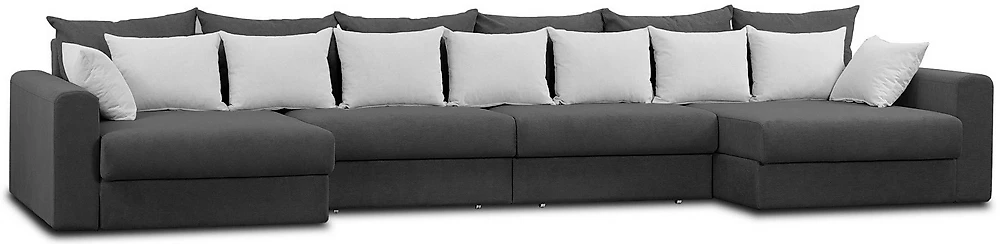 Угловой диван с канапе Модена-8 Плюш Графит