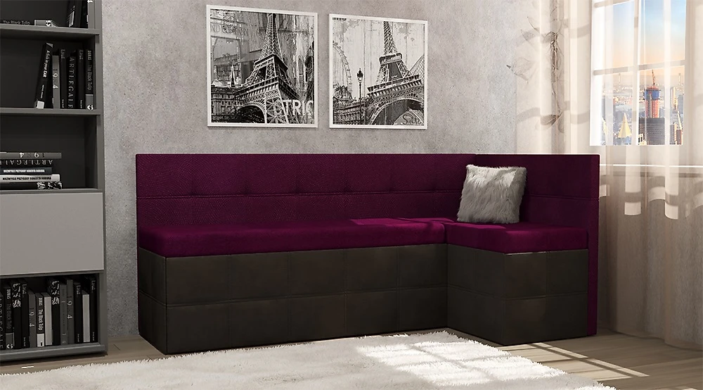 Выкатной диван с ящиком для белья Токио (Домино) Комби Дарк Виолет угловой