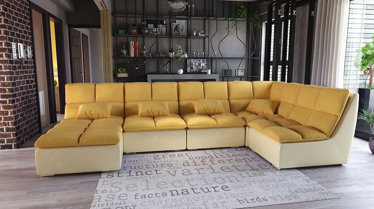 Угловой диван с канапе Ривьера Yellow