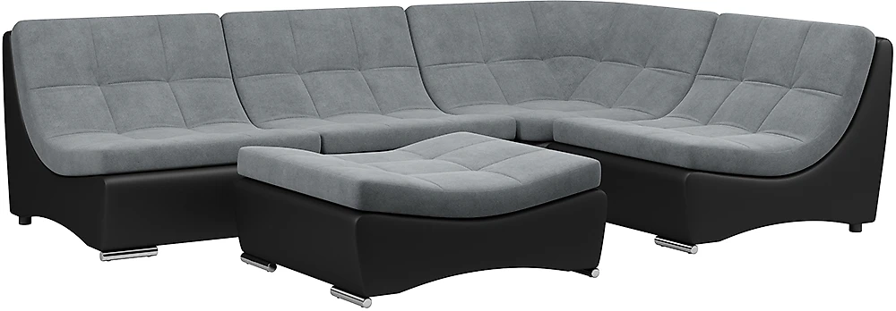 Угловой диван без подлокотников Монреаль-6 Плюш Графит